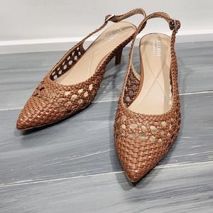 Alfani Brown Woven Pointed Slingback Heels